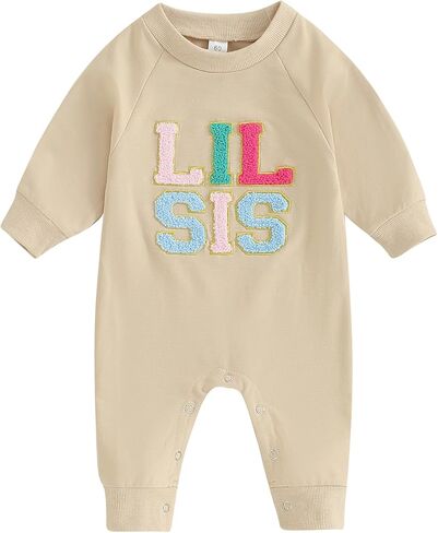 Newborn Baby Girl Matching Clothes Lil Sis Onesie Crewneck Sweatshirt Romper Jumpsuit Little Sister Outfits in Saudi Arabia