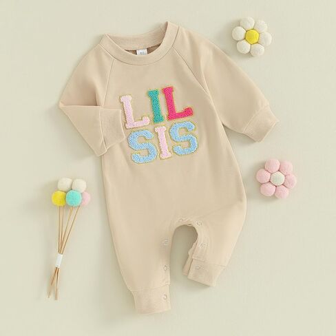 Newborn Baby Girl Matching Clothes Lil Sis Onesie Crewneck Sweatshirt Romper Jumpsuit Little Sister Outfits in Saudi Arabia