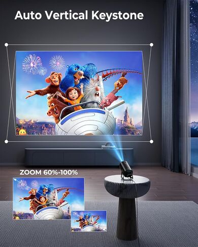 CLOKOWE Mini Projector, 4K 1080P Support projector with wifi and bluetooth, 270°Adjustable Stand Outdoor Home Theater galaxy Projector with Android TV OS & 8000+APPS for Phone/TV Stick/Laptop/HDMI in Saudi Arabia