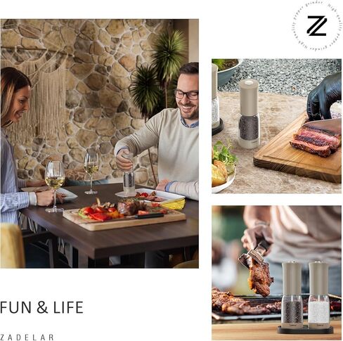 Electric Salt and Pepper Grinder Set with LED Power Display,Larger Capacity Salt and Pepper Shakers Set Rechargeable Electric with Flexible Coarsenes,LED Light,One Hand Operation for Kitchen in Kuwait