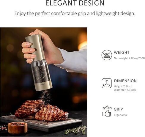 Electric Salt and Pepper Grinder Set with LED Power Display,Larger Capacity Salt and Pepper Shakers Set Rechargeable Electric with Flexible Coarsenes,LED Light,One Hand Operation for Kitchen in Kuwait