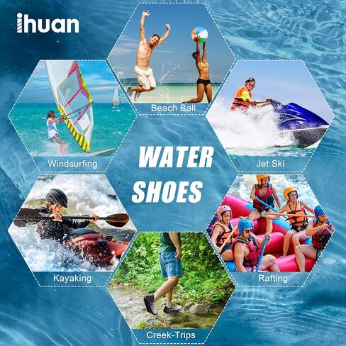 Water Shoes for Men Women, Quick-Dry Barefoot Aquashoes for Beach Swim, Water Sports Like Surf Kayak Yoga, Water Park in Kuwait