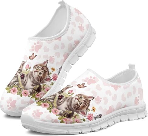 Trendy Print Womens Shoes Slip-on Walking Shoes Sneakers Breathable Mesh Casual Footwear in Kuwait