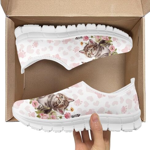 Trendy Print Womens Shoes Slip-on Walking Shoes Sneakers Breathable Mesh Casual Footwear in Kuwait