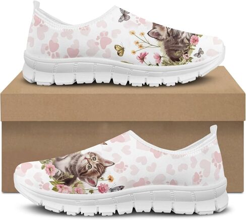Trendy Print Womens Shoes Slip-on Walking Shoes Sneakers Breathable Mesh Casual Footwear in Kuwait