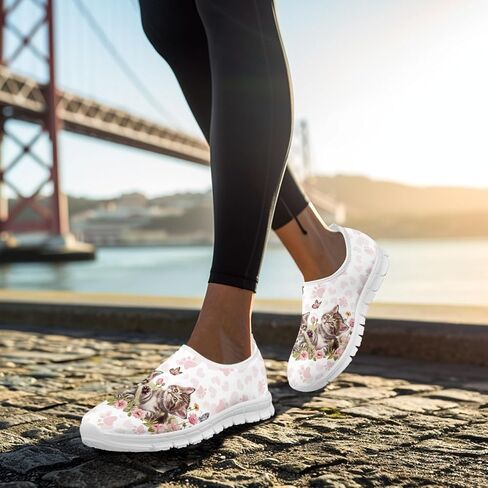 Trendy Print Womens Shoes Slip-on Walking Shoes Sneakers Breathable Mesh Casual Footwear in Kuwait