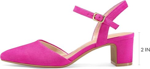 mysoft Women's Pumps 2 Inch Chunky Block Heel Pointed Toe Ankle Strap Slingback Wedding Party Dress Shoes in Saudi Arabia