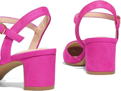 mysoft Women's Pumps 2 Inch Chunky Block Heel Pointed Toe Ankle Strap Slingback Wedding Party Dress Shoes in Saudi Arabia