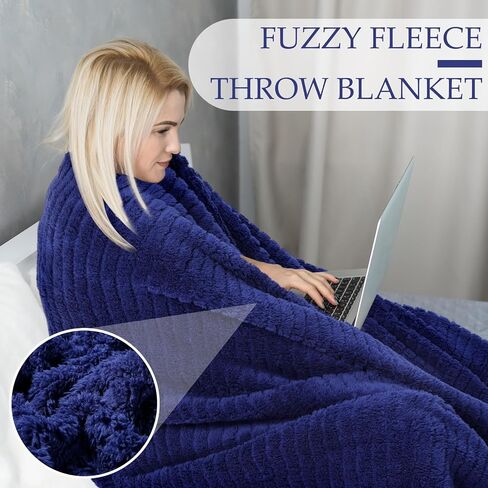 12 PCS Sherpa Fleece رمي البطانية الجزء الأكبر 50 × 60 '' Jacquard Fleece بطانية ناعمة دافئة رمي البطانيات خفيفة الوزن غامض دافئ لأريكة أريكة أريكة الزفاف طوال الموسم (البحرية) in Saudi Arabia