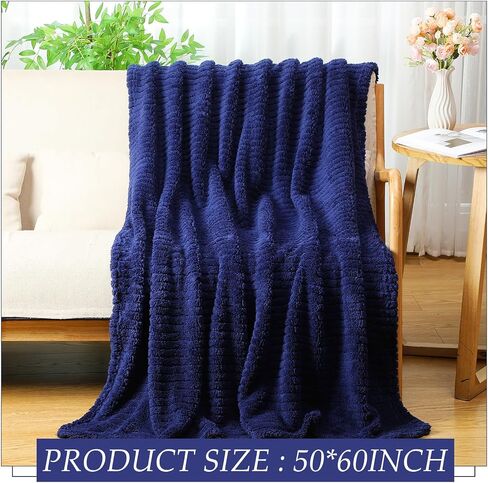 12 PCS Sherpa Fleece رمي البطانية الجزء الأكبر 50 × 60 '' Jacquard Fleece بطانية ناعمة دافئة رمي البطانيات خفيفة الوزن غامض دافئ لأريكة أريكة أريكة الزفاف طوال الموسم (البحرية) in Saudi Arabia