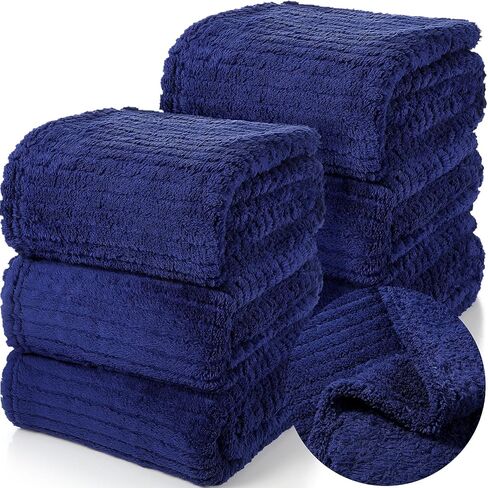 12 PCS Sherpa Fleece رمي البطانية الجزء الأكبر 50 × 60 '' Jacquard Fleece بطانية ناعمة دافئة رمي البطانيات خفيفة الوزن غامض دافئ لأريكة أريكة أريكة الزفاف طوال الموسم (البحرية) in Saudi Arabia