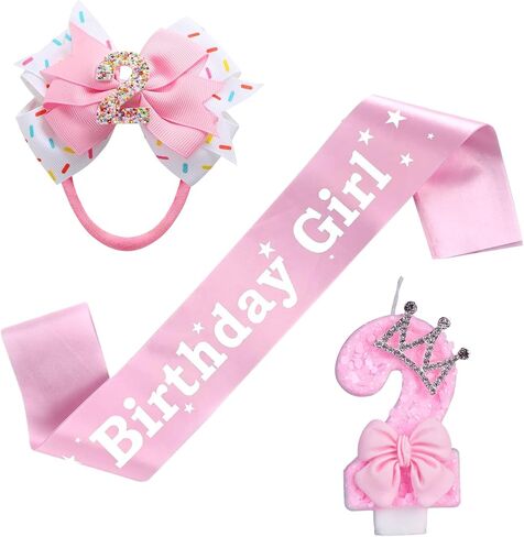 Birthday Decorations for Girls, Including Birthday and Sash Number Candles 5 Birthday Hair Bow for Baby Girls in Saudi Arabia