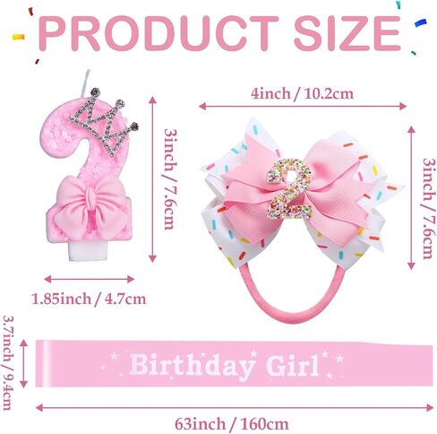 Birthday Decorations for Girls, Including Birthday and Sash Number Candles 5 Birthday Hair Bow for Baby Girls in Saudi Arabia