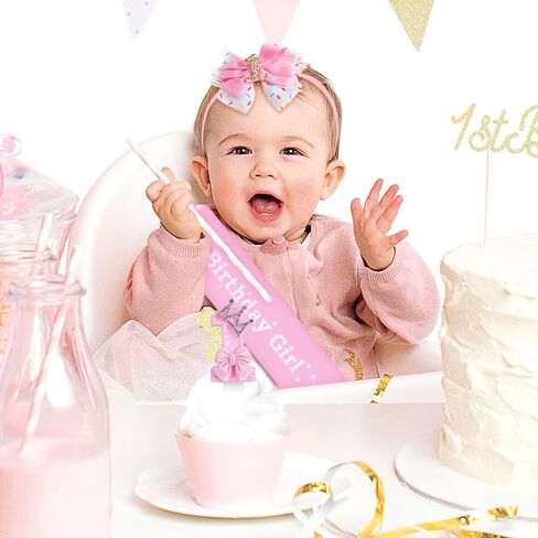 Birthday Decorations for Girls, Including Birthday and Sash Number Candles 5 Birthday Hair Bow for Baby Girls in Saudi Arabia