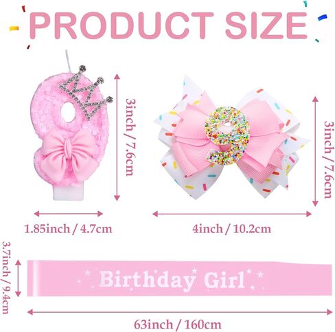 Birthday Decorations for Girls, Including Birthday and Sash Number Candles 5 Birthday Hair Bow for Baby Girls in Saudi Arabia