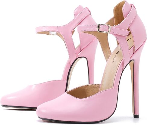Unisex Men's Women's Round Toe High Heels Stiletto Patent Leather Heels Ankle Strap Pumps Dress Party Shoes in Saudi Arabia