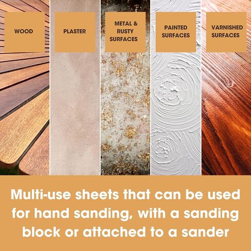 Furniture Clinic Pack of 10 Sandpaper Sheets for Wood, Walls, Metal and Furniture - for Hand, Sanding Block or Sander Use - 2 x Coarse, 4 x Medium, 4 x Fine Grades (P40, P80, P120, P240) in Kuwait