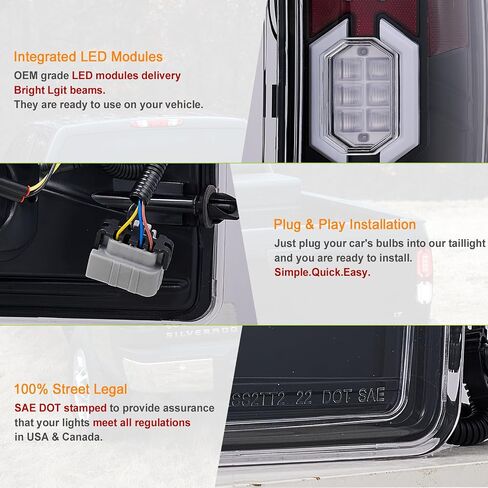 Compatible with Chevy Silverado 1500 2500 HD 3500 HD 2007-2013 Tail Lights assemblies w/o Wiring Harness tail lamp (Chrome/Red Lens) a pair in Saudi Arabia