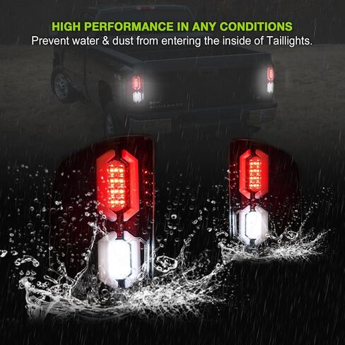Compatible with Chevy Silverado 1500 2500 HD 3500 HD 2007-2013 Tail Lights assemblies w/o Wiring Harness tail lamp (Chrome/Red Lens) a pair in Saudi Arabia