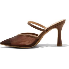 USIMAD Women's Mesh Mule Heels with Memory Foam Insole Pointy Toe Arch Support