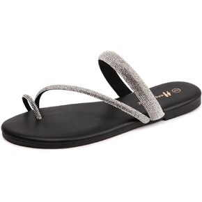 صندل راينستون للنساء تنزلق على صندل مسطح تقليب الصنادل ثونغ in Kuwait