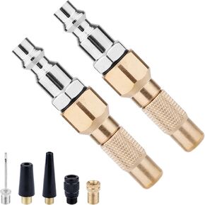 2pcs Heavy Duty Brass Air Nozzle with Quick Connector, 1/4" Internal Thread Screw On Air Chuck Wist-on Chucks for Valve 360 Rotation Accessories for Tire Inflator Gauge Compressor