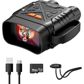 T TAKMLY Night Vision Goggles, 2624FT-10X Digital Zoom, 2.8'' HD Screen Infrared Binoculars with 64GB TF Card for Photos and Videos, for Adults Outdoor Camping and Wildlife Observation（Black）