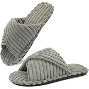 Slippers for Women House Bedroom Corduroy Crossbands Slide Indoor Outdoor Shoes