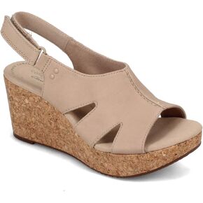 Clarks womens Annadel Bari wedges sandals, Sand Nubuck, 12 Wide US