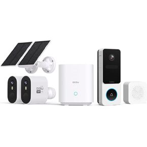 AOSU 5MP SolarCam Max System 2-Cam-Kit + 2K Doorbell Camera