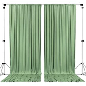 AK TRADING CO. 10 feet Wide x 12 feet Long Polyester Backdrop Drapes Curtains Panels with Rod Pockets - Wedding Ceremony Party Home Window Decorations - (Black)