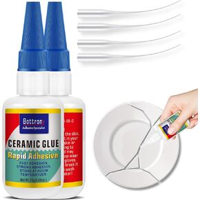 Ceramic Glue, 2 Pack Ceramics Repair Glue, Waterproof Ceramic Glue Repair for Pottery, Clear Instant Ceramic Repair Glue, Ideal for Pottery Repair, Tile Repair, Glass, Craft, Jewelry