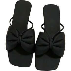 GORGLITTER Women's Bow Flats Sandals Dress Strappy Open Toe Summer Slides Sandal