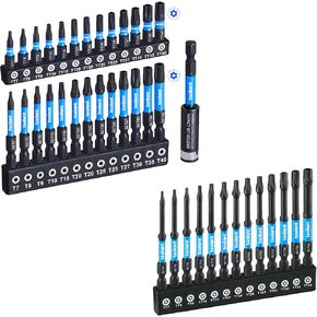 toolant Impact Torx Bit Set 27pcs (TT7-TT40)&3" 13pcs (TT7-TT40),S2 Steel Security Torx Bit Set, Tamper Proof Star Bit Set with CNC Machined Tips