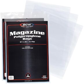 BCW Magazine Bags - 2 Pack of 200 | Acid-Free, Crystal Clear Polypropylene Sleeves for Archival-Quality Storage of Collectible Magazines | Protect and Showcase Your Valuable Comic Book Collection