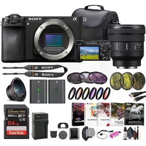 Sony a6700 Mirrorless Digital Camera Body Only (ILCE-6700), Sony FE PZ 16-35mm Lens, Filter Kit, Wide Angle Lens, Filter Kit, Bag, 64GB Card, NP-FZ100 Battery, Card Reader, Photo Software and More