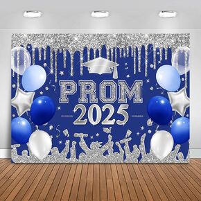 Red and Silver Prom 2025 Graduations Backdrop 7x5ft Class of 2025 Congratulate Graduation Background Party Decorations 2025 Congrats Grad Banner Photo Booth Props