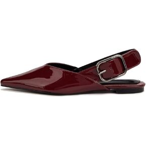 Women's Wide Welt Buckle Ballet Flats Pointed Toe Slingback Mules Mary Jane Flat Ballerina Shoes in Kuwait