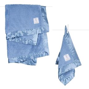 Little Giraffe Baby Gift Set - Chenille Blanky & Stroller Blanket (Cornflower)