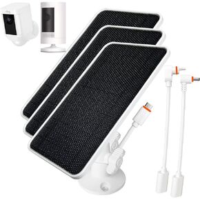 Solar Panel Charging for Ring Camera: Ring Spotlight Cam Plus/Battery, Stick Up Cam Battery, JJMASEE with 13FT Weatherproof USB Type C & DC Connector Cable and 360° Aluminium Mount(3 Pack)