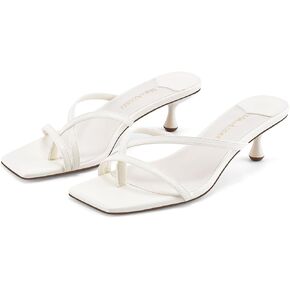 MIRAAZZURRA Flip Flop Kitten Heels Square Open Toe Thong Low Heels Strappy Slip On Slide Sandals Daily Party Shoes