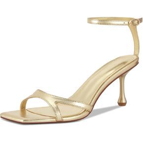 Strappy Heels for Women Stiletto Heels Summer Wedding Sandal Kitten Square Toe Black Nude Gold