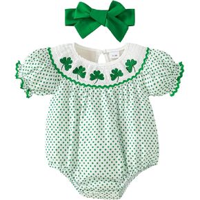 Baby Girl St Patricks Day Outfit Shamrock Romper First St Patricks Day Clothes 0-18 Months