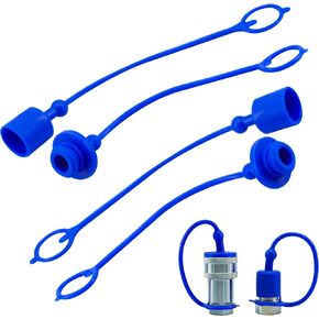 4sets 1/2 ISO A Hydraulic Coupler Male Dust Cap and Female Plug Cover,ISO A Pioneer Style Hydraulic Quick Disconnects Port Plug Cover Fittings,Red Cap with Retaining Ring Keeps Cap Connected to Hose