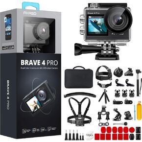 AKASO Brave 4 Pro Action Camera with 60 in 1 Accessories Kit
