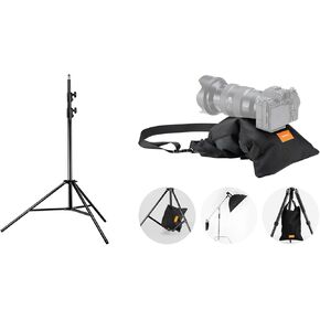 NEEWER Pro 9feet/260cm Spring Loaded Heavy Duty Photo Studio Light Stand with 1/4" Screw & 5/8 Stud for Video, Portrait and Photography Lighting, Photography Sandbag Included