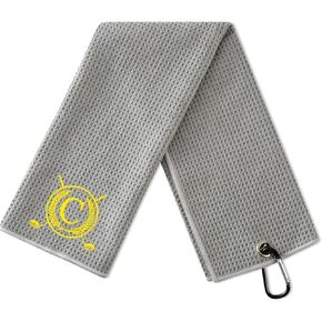 Golf Towels, Monogrammed Golf Accessory for Golf Bags, Golf Gifts for Men and Women on National Golf Day, Retirement, Birthday, Christmas, 16"x 24" Microfiber Golf Towel, Grey - Initial C