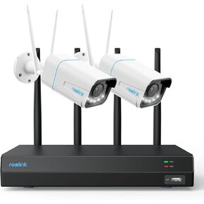 Reolink 4K 8MP WIFI Camera Camera Camera ، 2 PCS 8MP BULLET Outdoor WiFi Camera ، 1 PC 16CH WIFI NVR مع 2TB HDD مثبت مسبقًا