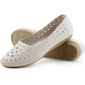 ZURIN Women's Floral Ballet Flats Round Toe Flat Comfortable Dressy Black Beige Flat Dress Shoes Suede Microfiber Slip on Mesh Flats