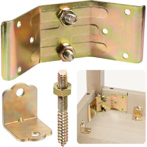 Kerf Mount Corner Bracket and Surface Mount Corner Brackets for Table Aprons,Table Leg Brackets with L Bracket, Table Leg Attachment Hardware for Wooden Table Legs (Yelllow 4, with L Bracket)